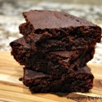 Three brownies stacked on top of each other.