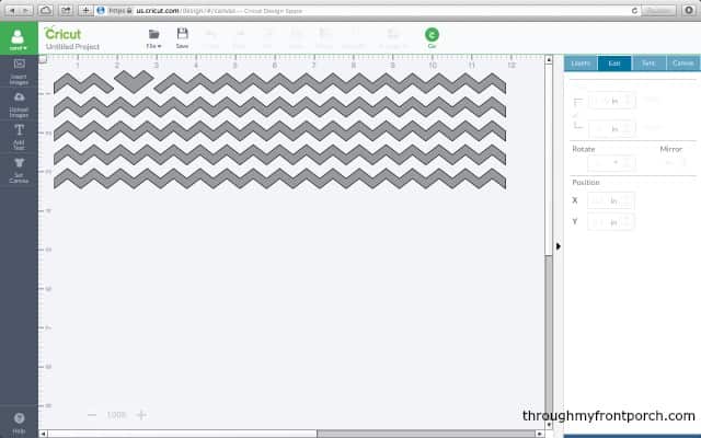 A screenshot of a chevron shape in Cricut Design Space.