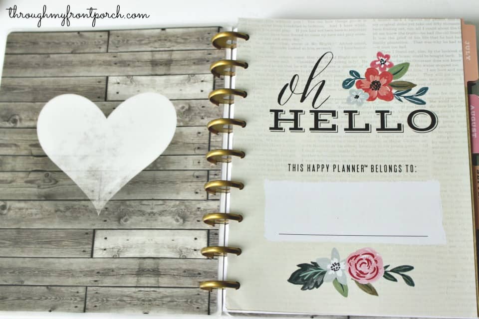 The inside cover of The Happy Planner.