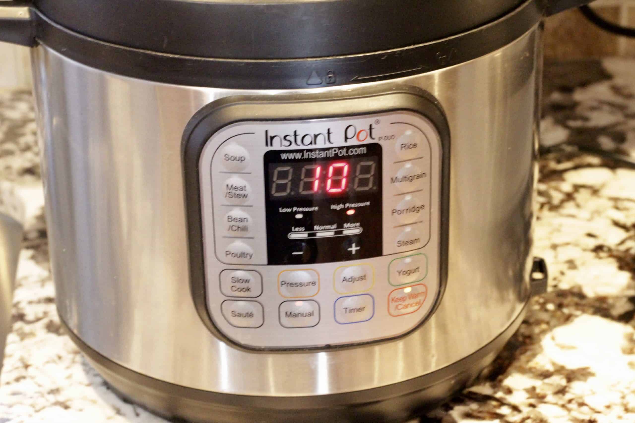 A ten minute timer on an Instant Pot.