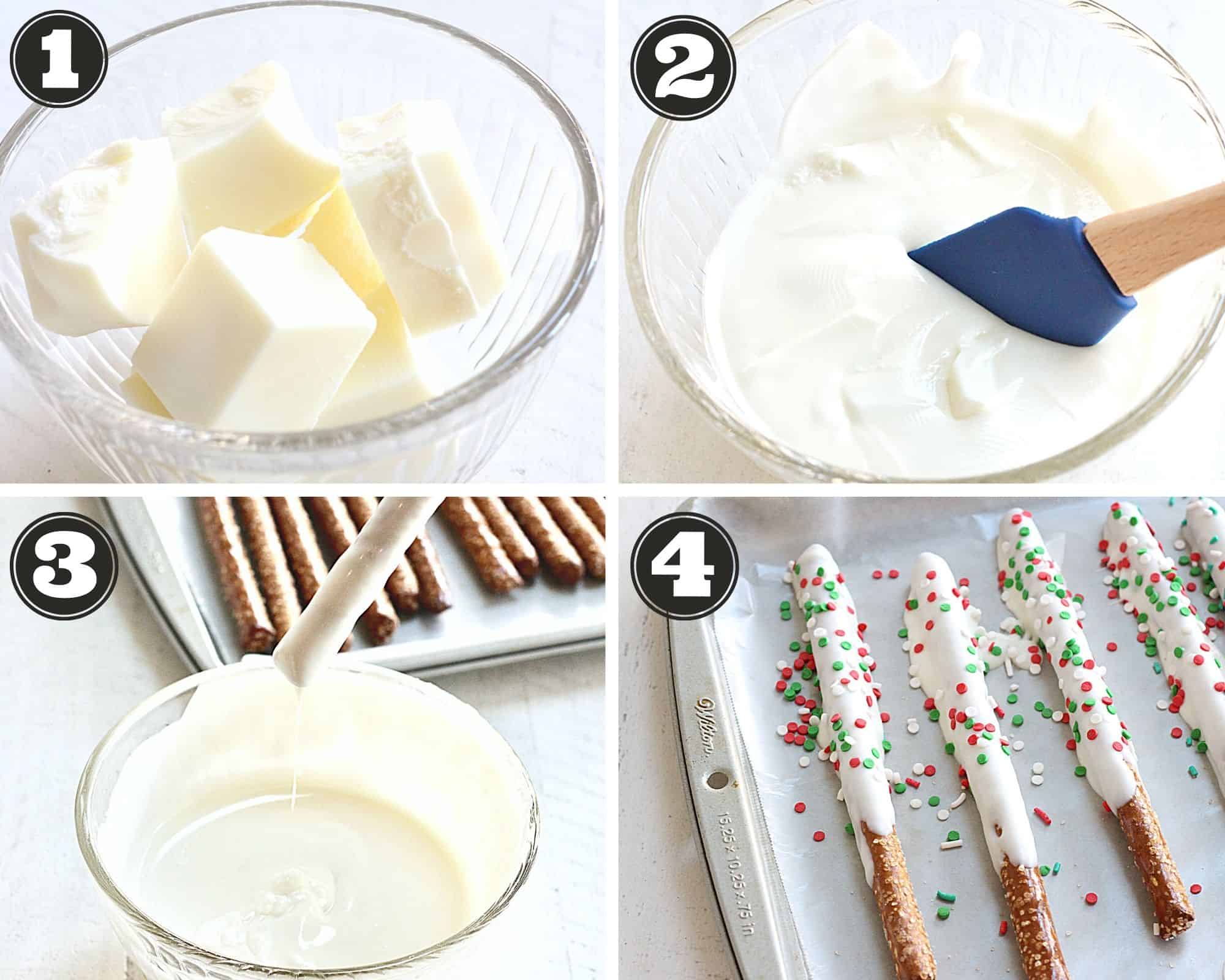 Almond Bark Dipped Pretzel Rods Recipe Through My Front Porch