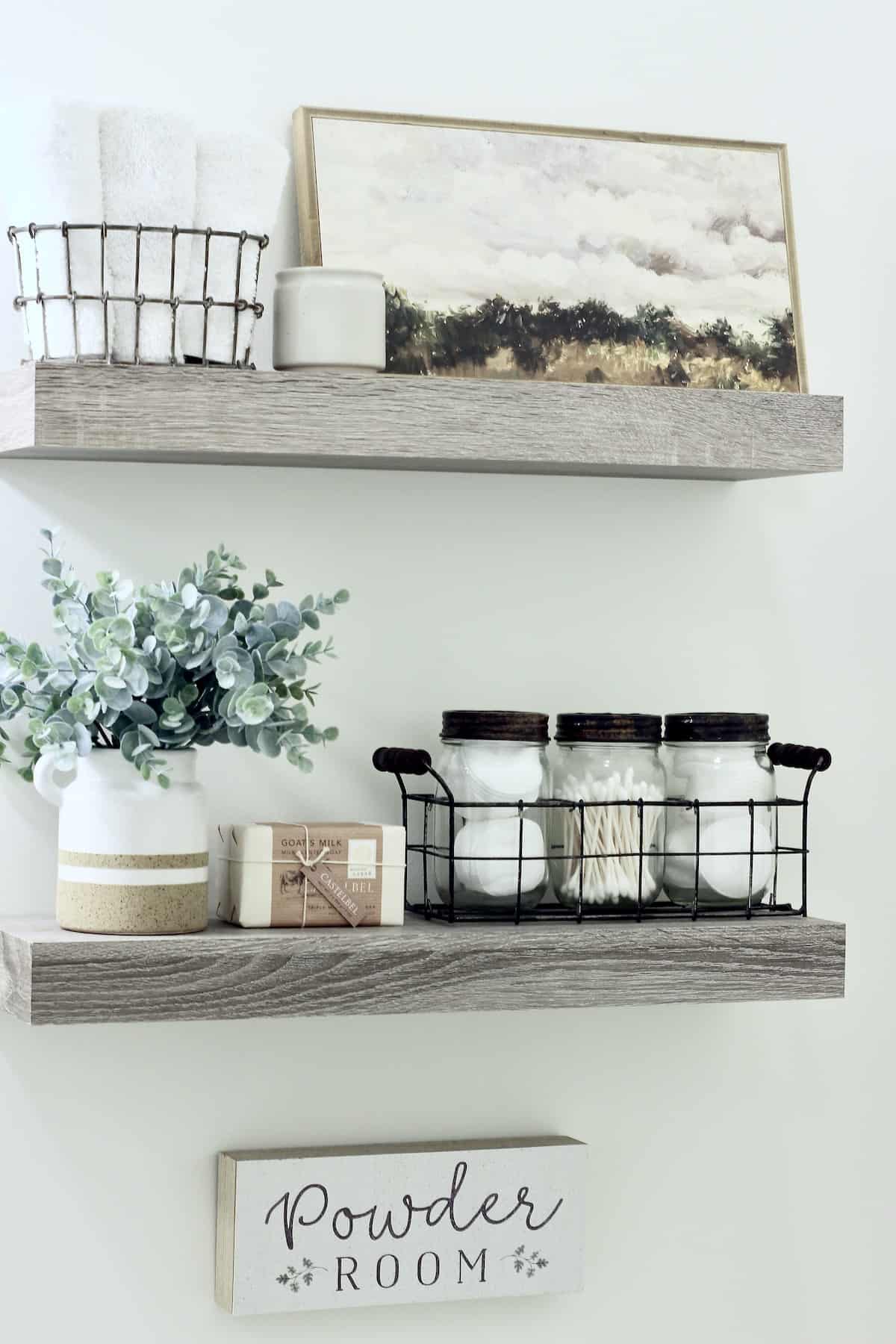 How To Decorate Bathroom Shelves - Through My Front Porch